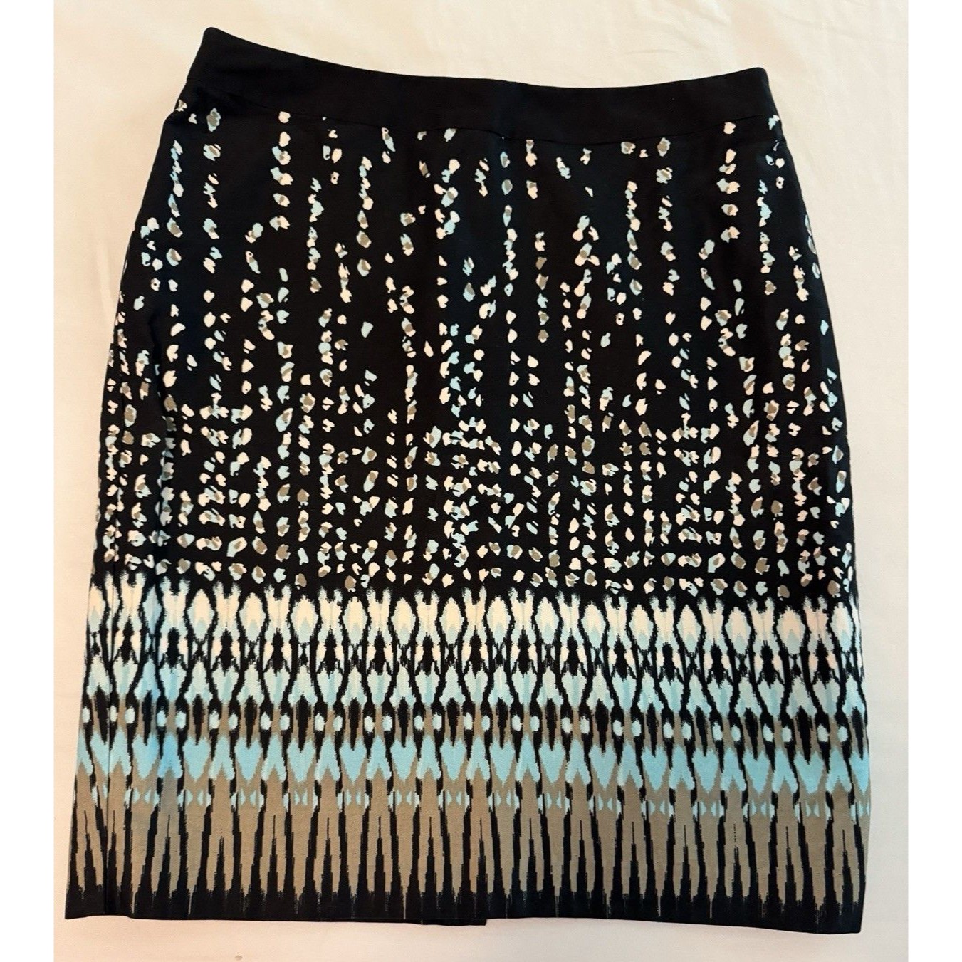 Ann Taylor Abstract Pencil Skirt 10p Petites Knee Length Zip Black
